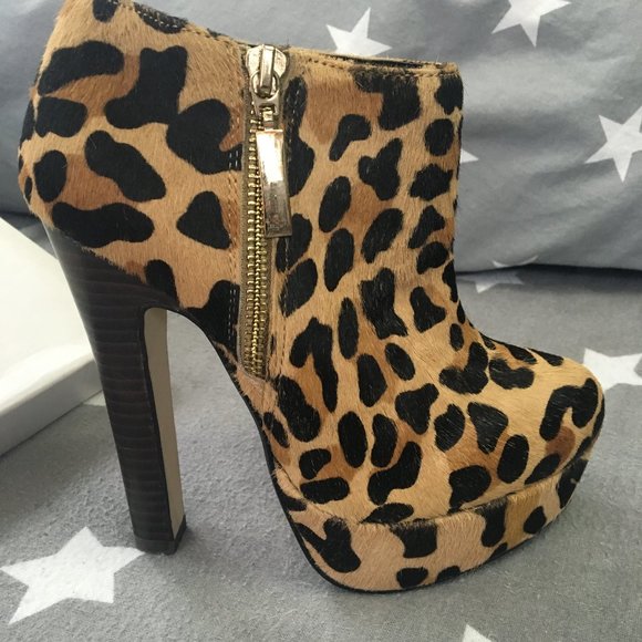 TOPSHOP Leopard-print Platform Booties sz 5.5-NIB - Picture 1 of 2